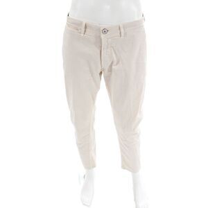 Fradi Mens Cotton Textured Zip Button Casual Straight Leg Pants Khaki Size EUR 3